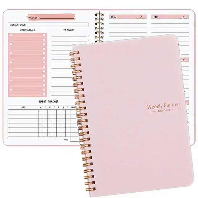 52 Weeks Weekly Planner Notebook A5 Undated Spiral Agenda Daily Student Schedules Journal Stationery Office School Supplies