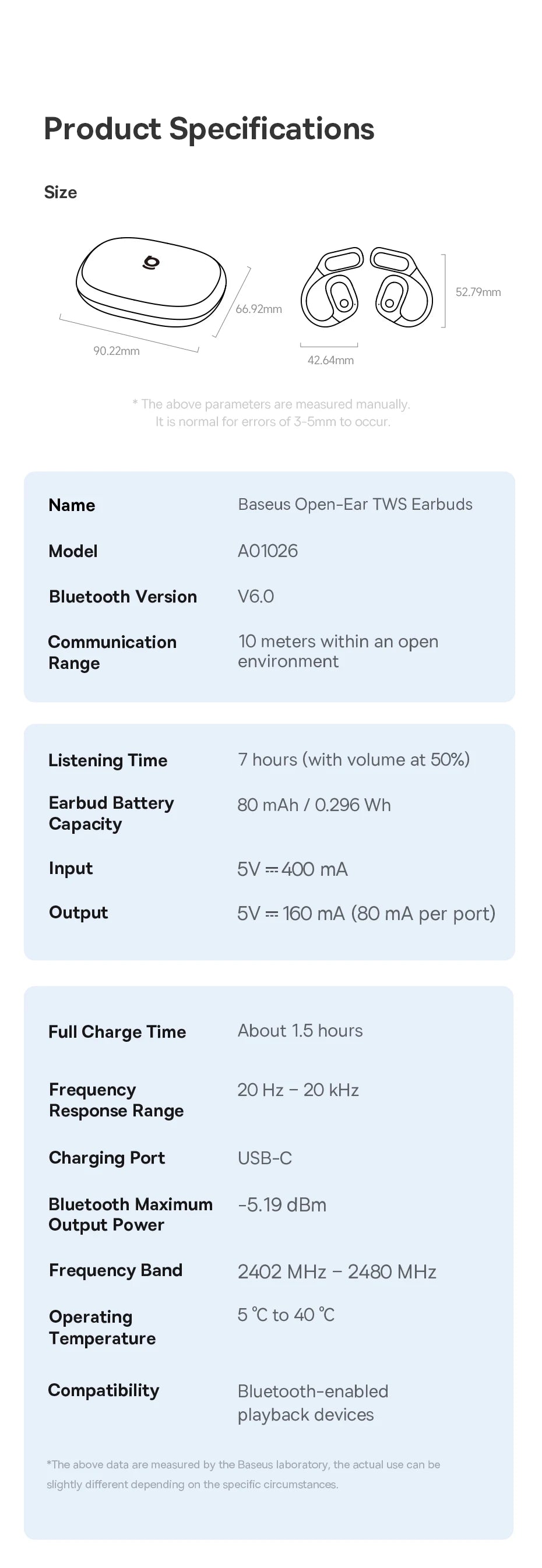 Baseus Eli 2i Fit Open-Ear Earphones True Wireless Bluetooth 6.0 Ear Hooks Headphones IPX5 Waterproof Sports Earbuds Bass Boost