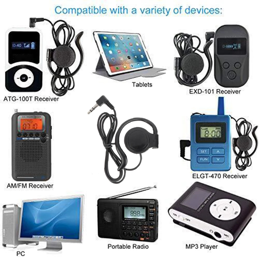 NEW 3.5mm Earphone Earbud One Ear Headphone Headset  for Radio Tour guide System