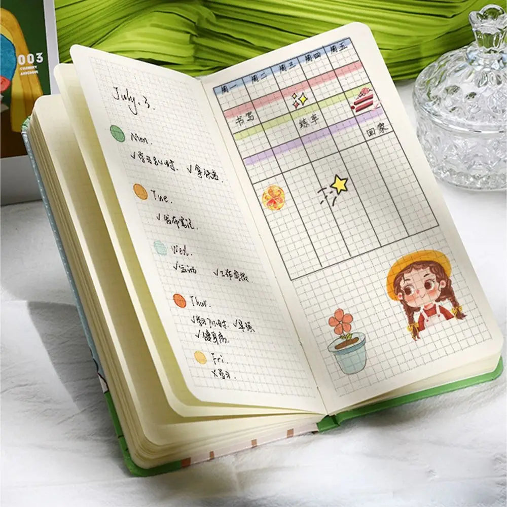 Monthly Planner Journal Daily Book Hand Account Notebook Plaid Memo Notebook Agenda Diary Book DIY Albums Scrapbooking Book