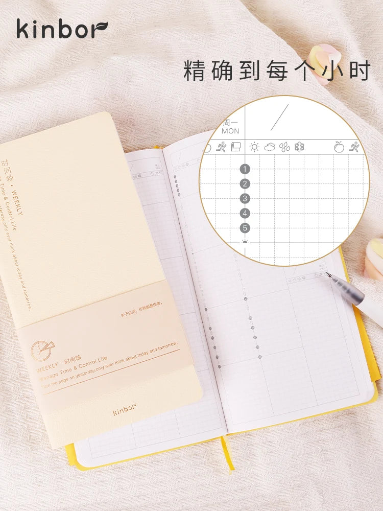 Kinbor Timeline Weekly Planner Pocket Journal Notebook Daily Agenda Monthly Planning Habits Tracker Time Organizer Schedule