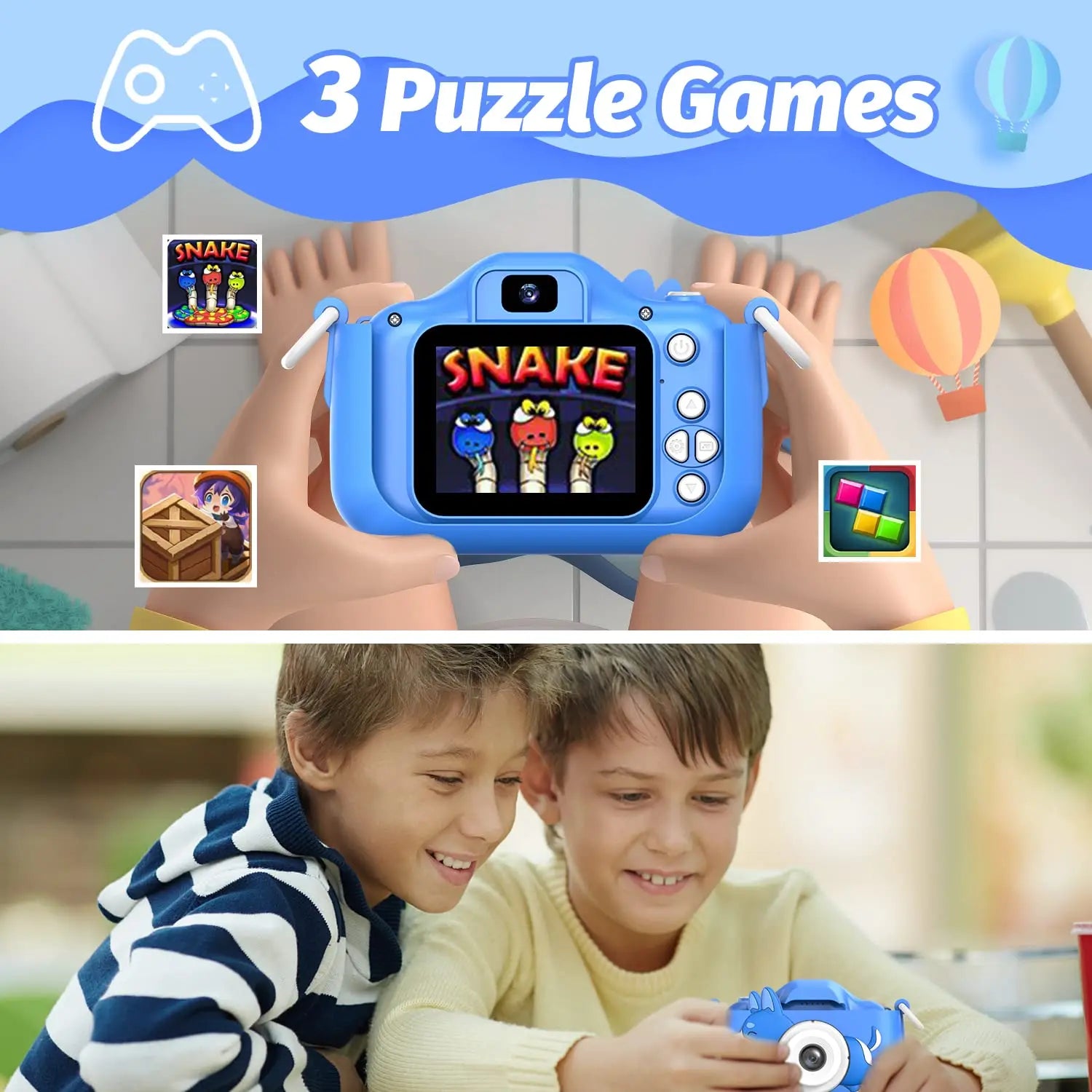 Kids Camera Digital Dual Camera HD 1080P Video Camera Toys Mini Cam Color Display Children Toy For Birthday/Christmas Gift