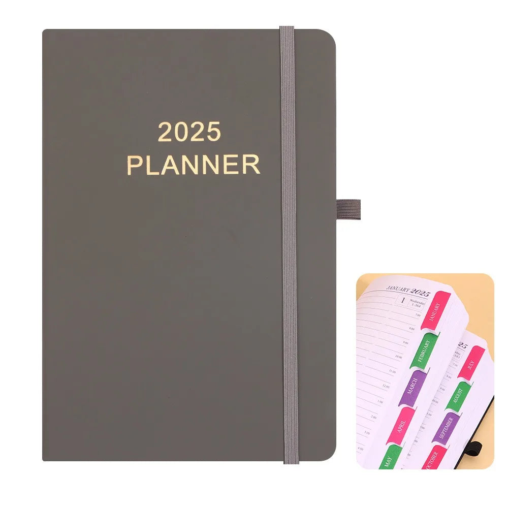 Schedule Journal 2025 Planner Notebook Efficiency Daily Planner Reminder Calendar Notebook PU with Straps Diary Book Student