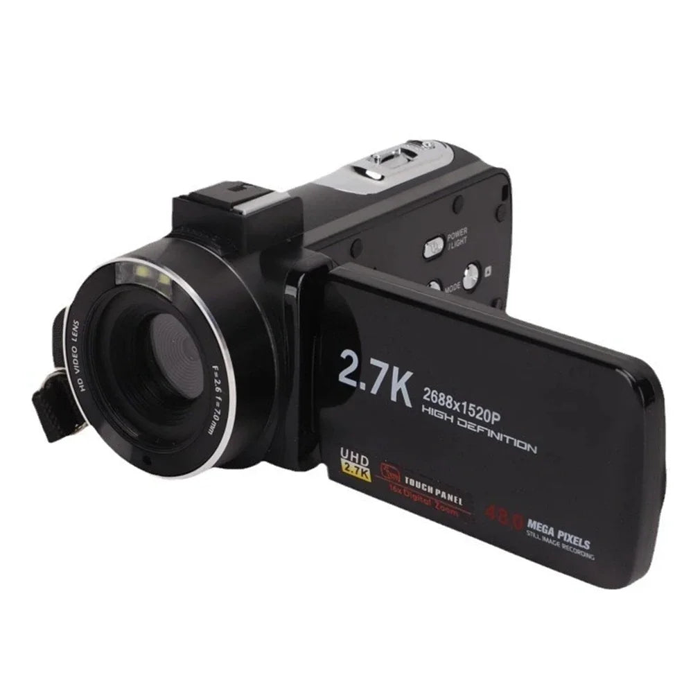 Digital Video Camera 60FPS 16X Digital Zoom Recording Video Camera 3.0 inch Rotatable Touch Screen Handheld DV Camera