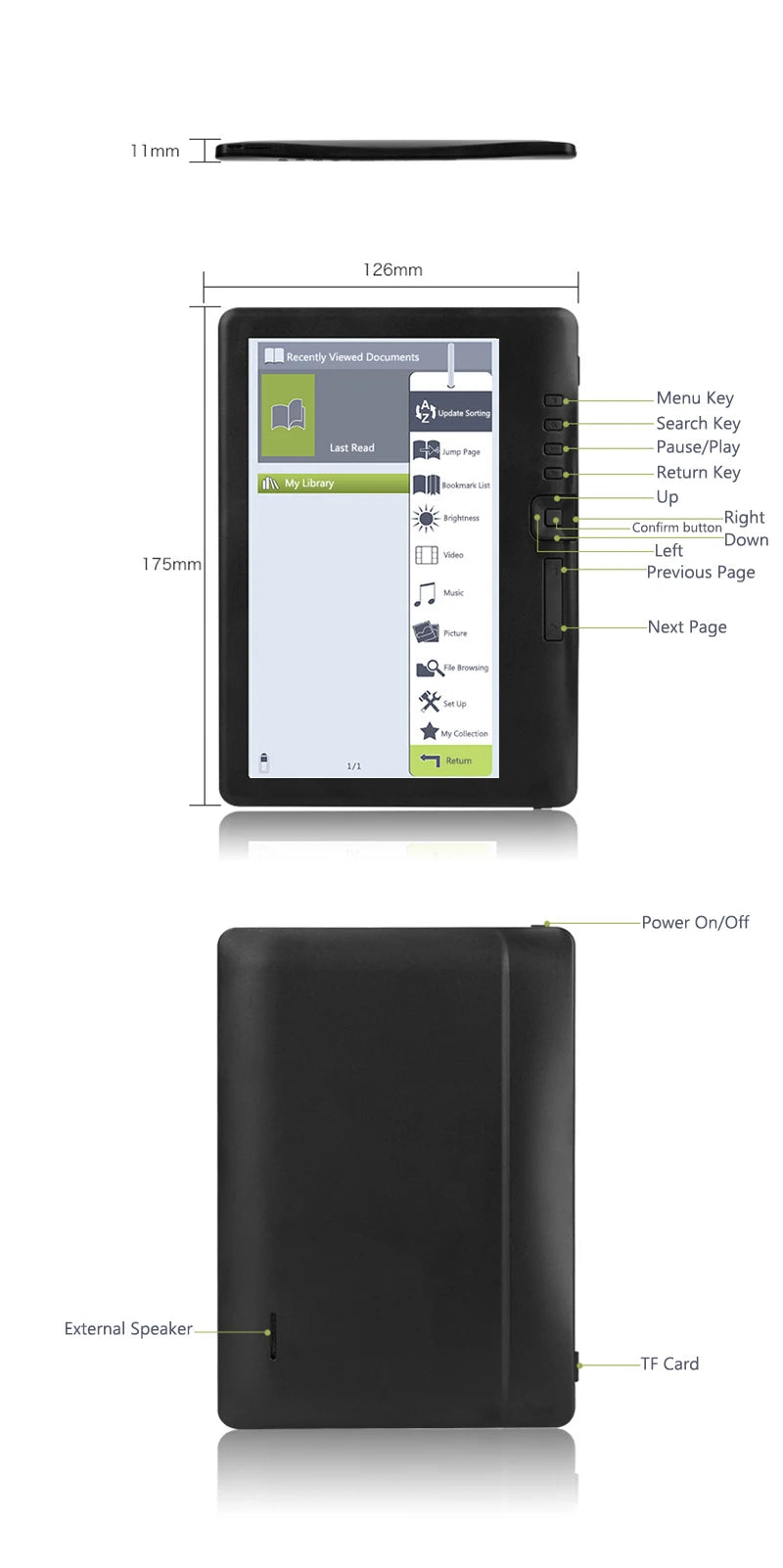 Portable Electronic Book 7 inch eBook Ereader Colorful HD Screen 800x480 E-books Reader Digital Book Read E‑book 4GB/16GB/32GB