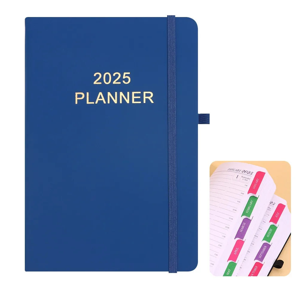 Schedule Journal 2025 Planner Notebook Efficiency Daily Planner Reminder Calendar Notebook PU with Straps Diary Book Student