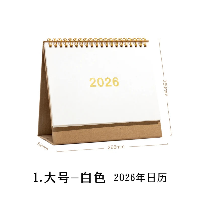 Journal GO Portable Simplified Standing Calendar 2026 Page Flip Desktop Ornament Check-in Planner Calendar School Office Supply