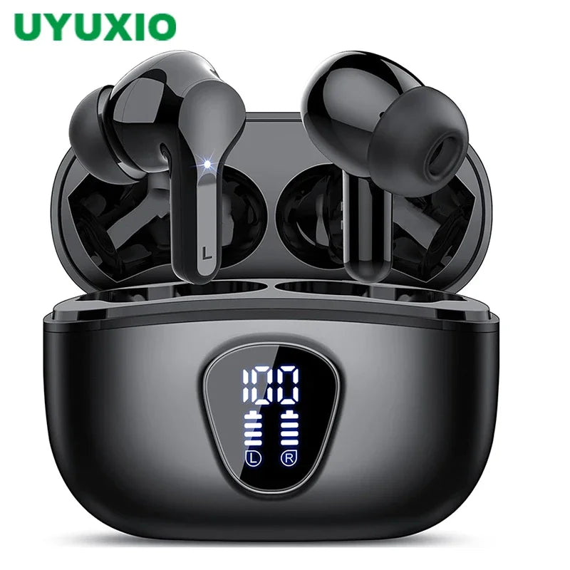 BT5.4 Wireless Ear Buds with LED Display HiFi Stereo Ear Buds with 48H Play Time ENC Noise Cancelling Headphones IP7 Earphones