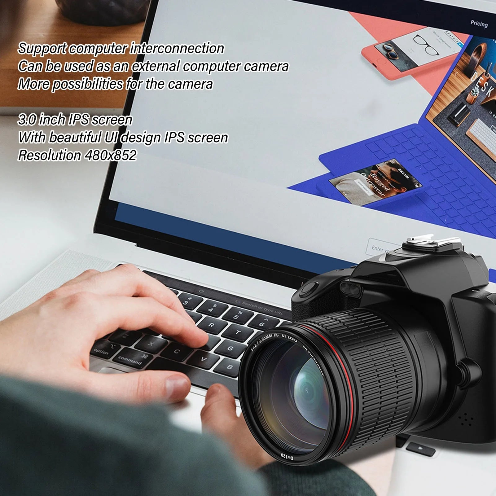 Digital Camera IR Night Vision Travel Digital Camera 3 Inch  Color Display 16X Digital Zoom WiFi HD 4K 64MP for Photography