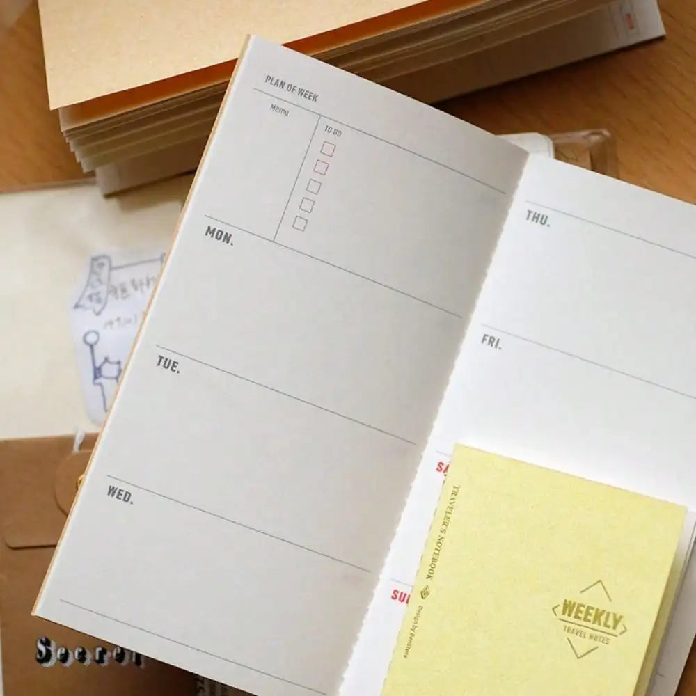 Fromthenon Traveler Notebook Weekly Plan Inner Page Journal Planner Decorative Notebook Replace Accessories Stationery