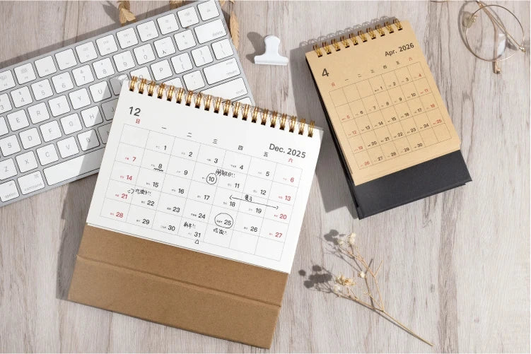 Journal GO Portable Simplified Standing Calendar 2026 Page Flip Desktop Ornament Check-in Planner Calendar School Office Supply