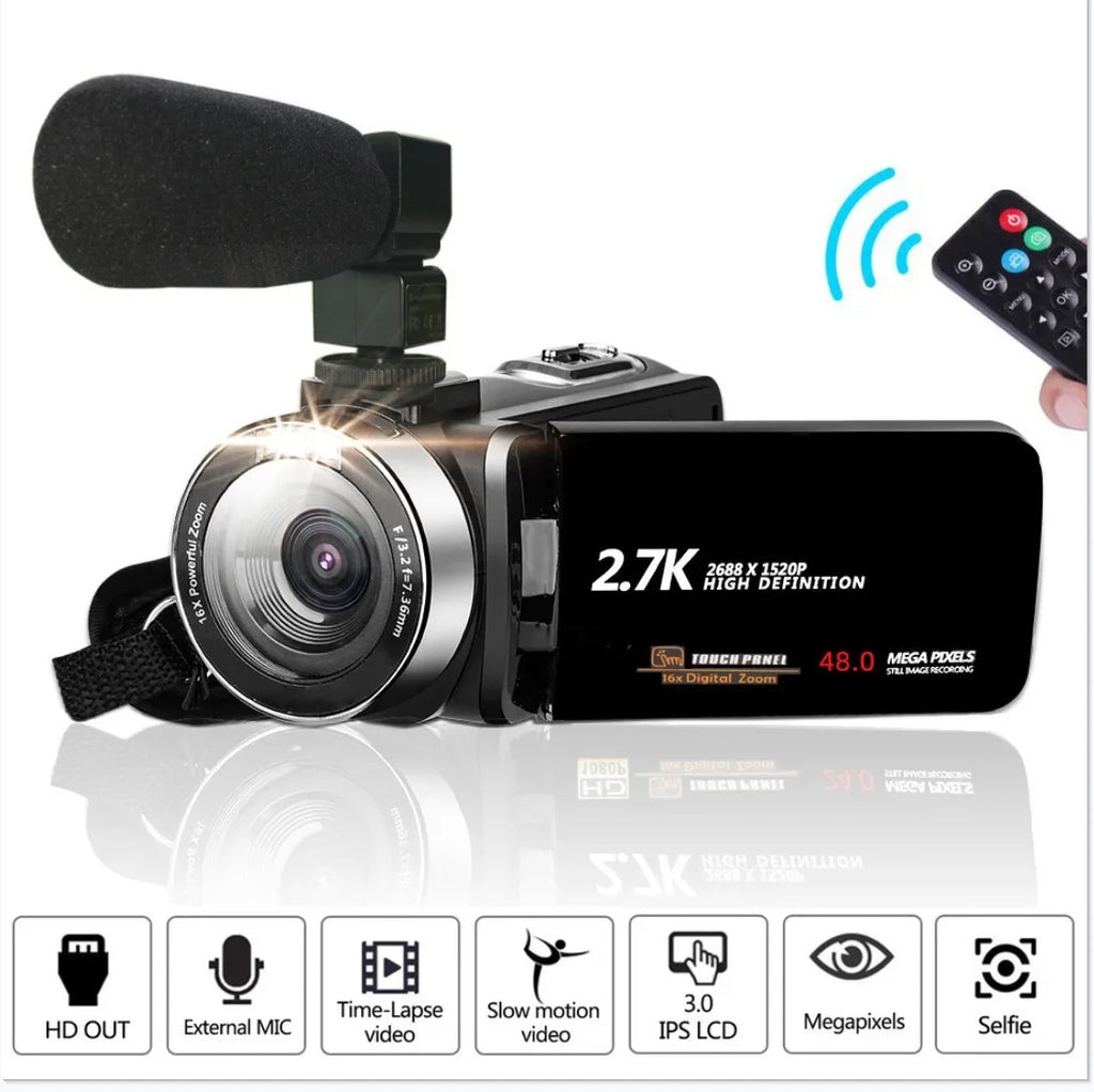 Digital Video Camera 60FPS 16X Digital Zoom Recording Video Camera 3.0 inch Rotatable Touch Screen Handheld DV Camera