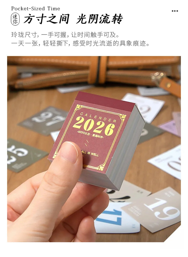 Journal GO Mini 365 Day Calendar 2026 Planner Yearly Agenda Organizer with Memo Notes for Home Office School Daily Schedule