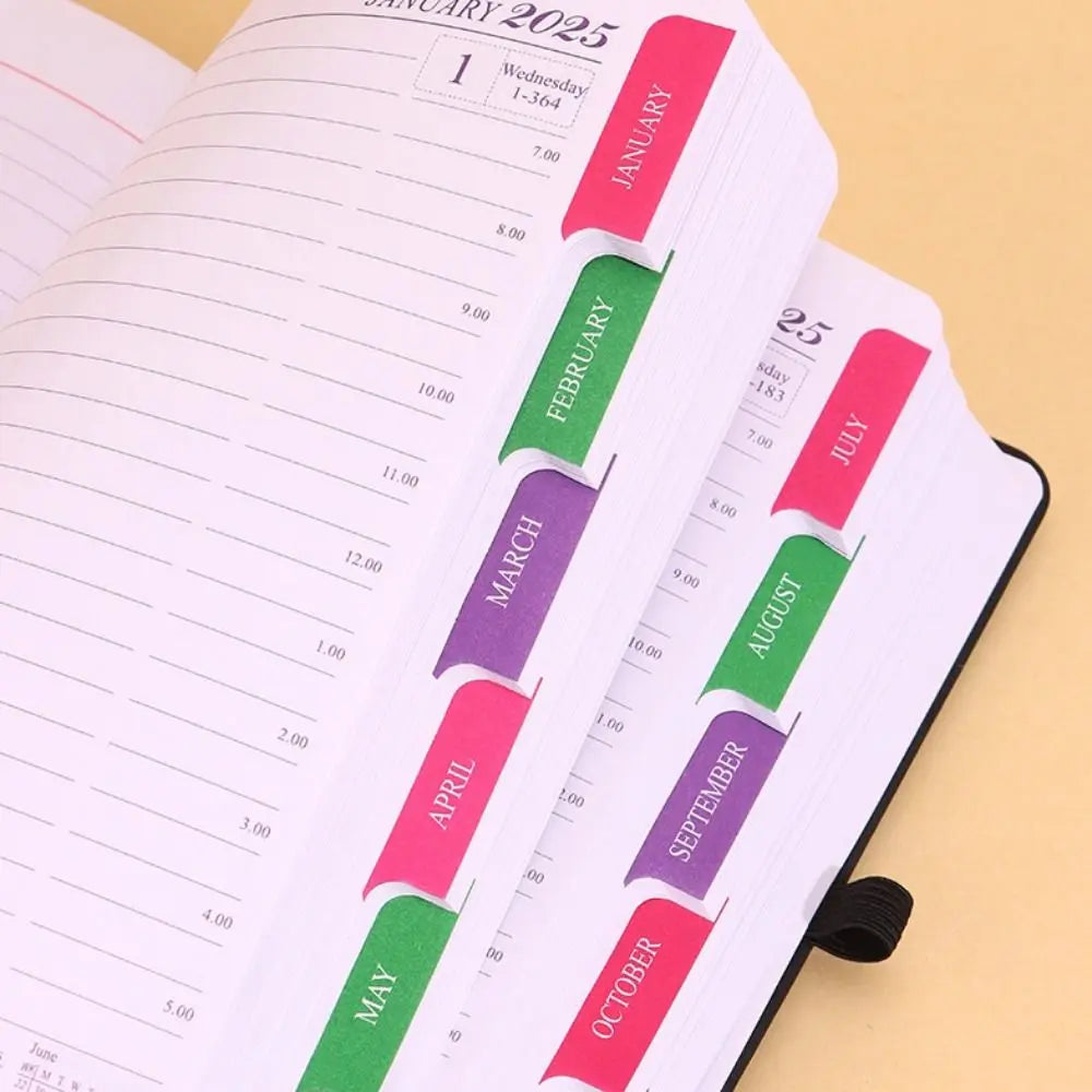 Schedule Journal 2025 Planner Notebook Efficiency Daily Planner Reminder Calendar Notebook PU with Straps Diary Book Student