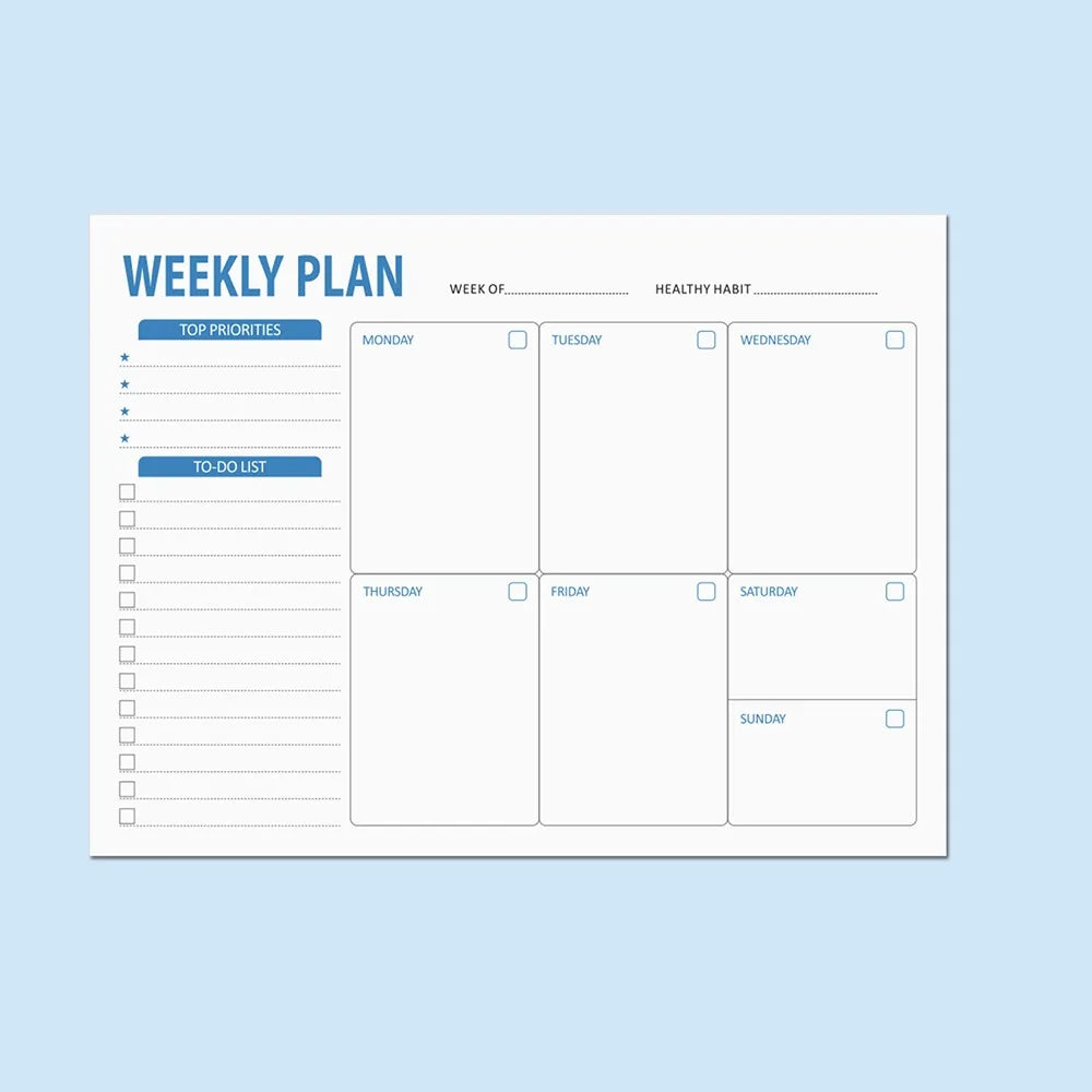 Wide To Do Planner Weekly Planning Notepad Schedules Stationery Weekly Meal Planner Pad Undated A5 Notebook Planner