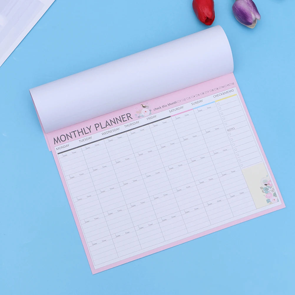 Monthly Planner 2 Books Daily Planners Notepad Carry Work Portable A4 Size Task Scheduling Weekly Spread Undated Pages Thick