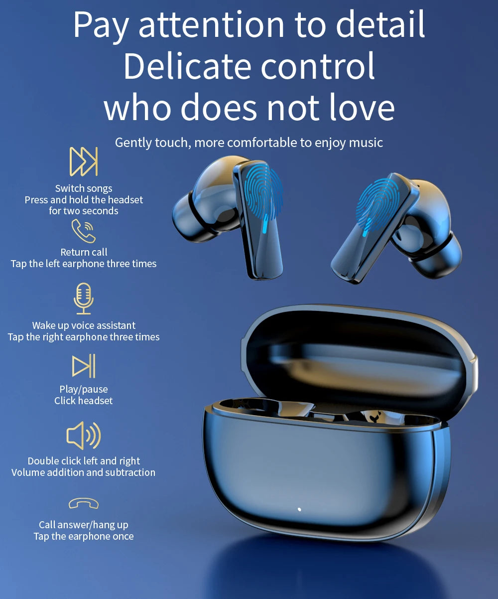 Earbuds True Wireless Earphone Noise Cancelling Update Bluetooth 5.3 Headset HD Music Headphone In-Ear Handsfree With Mic