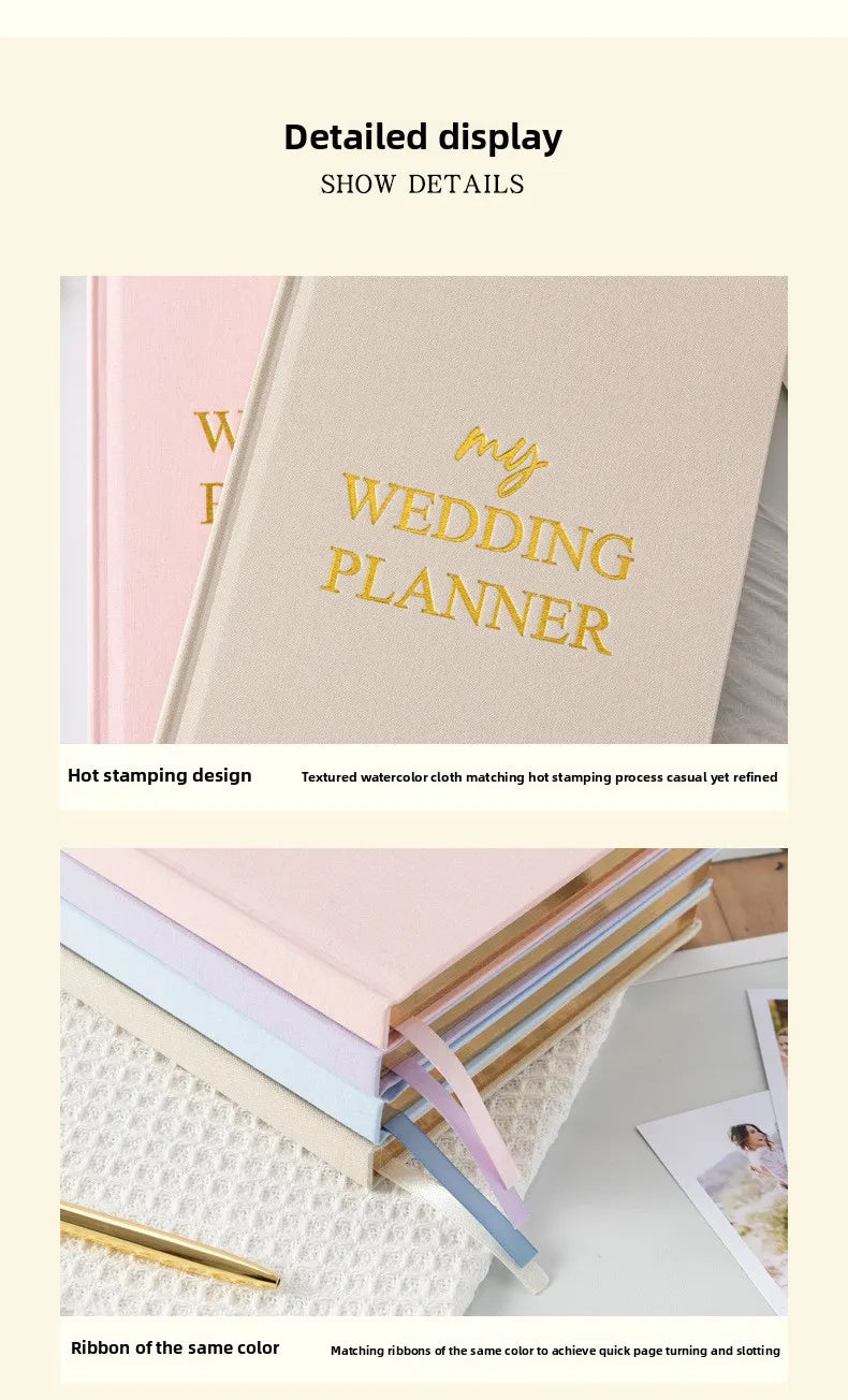 Hardcover Wedding Planner - 164-Page 100GSM Organizer for Brides, School & Holidays, Portable Checklist Journal