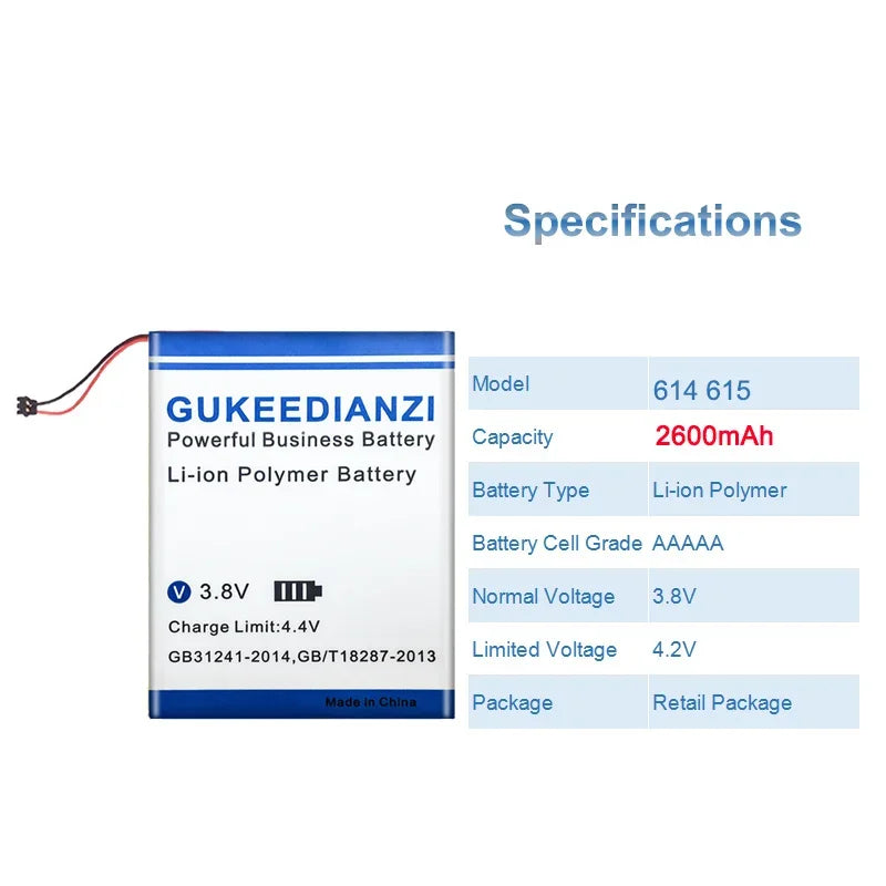 614 615 E - Book Reader Battery For Pocketbook 614 615 616 627 628 630 641 306070PL eBook 2600mAh High Capacity