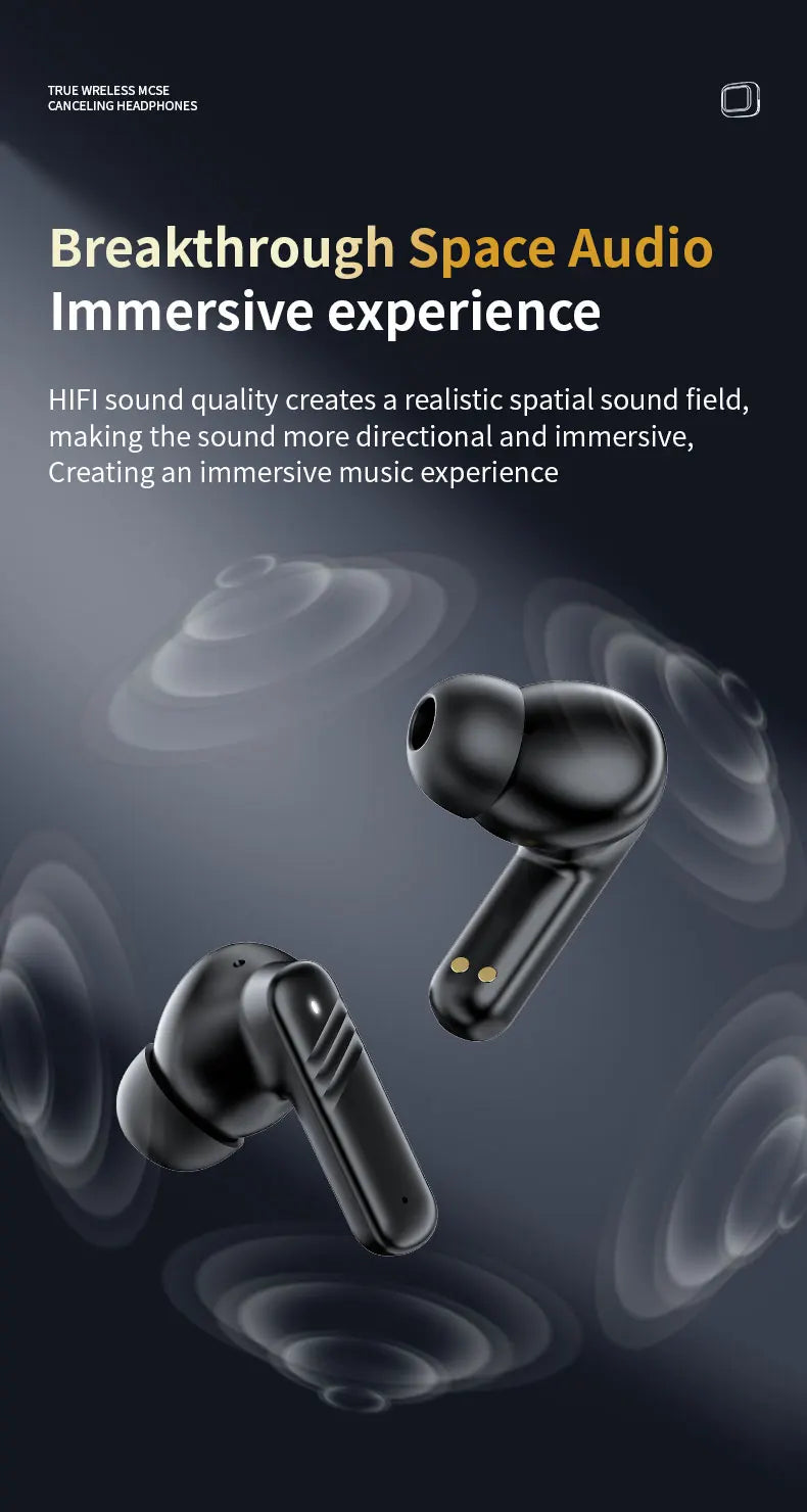 2025 New Wireless Earbuds With Touch Screen In-Ear Earphone ANC Noise Cancellation Long Battery ENC Compatible With IOS Android