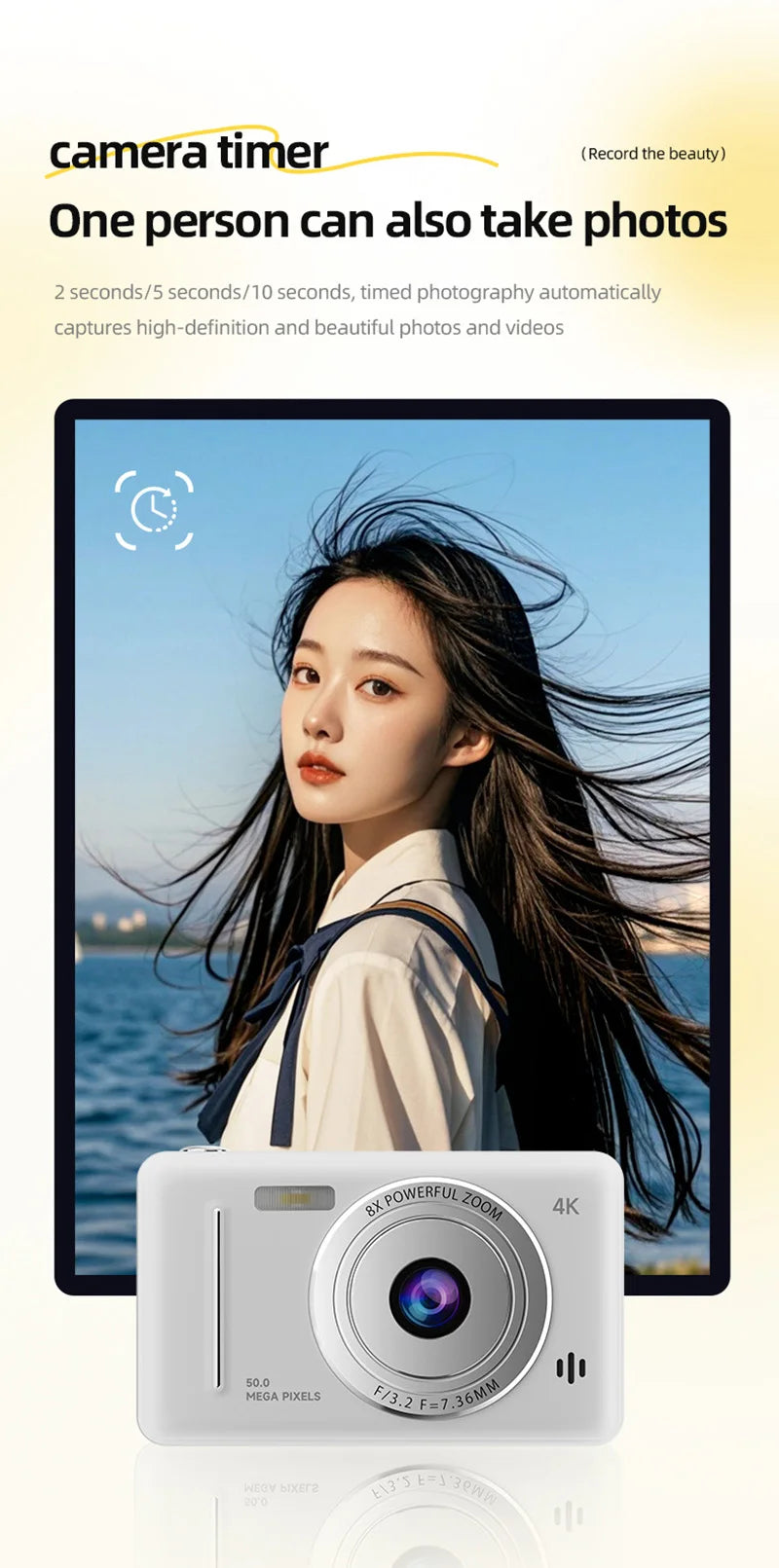 4K Digital Camera 5000W Pixel Retro CCD Portable Card Camera Entry-level Camera Dual Camera Flash 50 Million Pixels Auto Focus