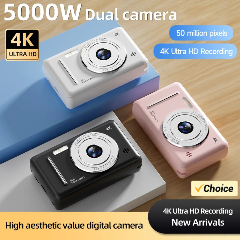 4K Digital Camera 5000W Pixel Retro CCD Portable Card Camera Entry-level Camera Dual Camera Flash 50 Million Pixels Auto Focus