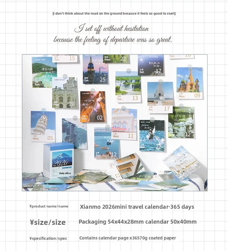 Journal GO Mini 365 Day Calendar 2026 Planner Yearly Agenda Organizer with Memo Notes for Home Office School Daily Schedule