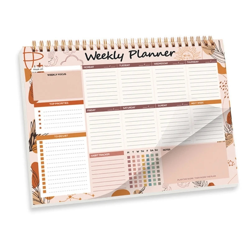 Weekly Planner Notebook Coil-binding Weekly Academic Planner 52 Week Journal Notebook Weekly Planner 104 Page Undated