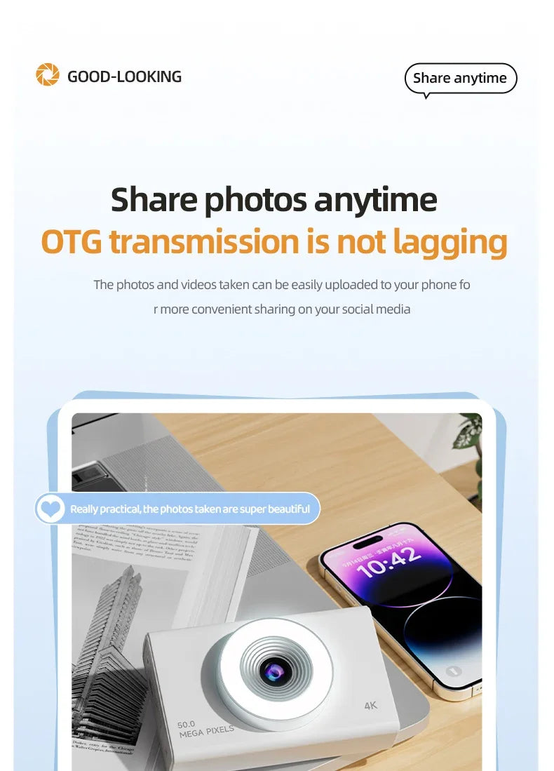 Xiaomi Digital Camera 4K High-definition Camera Autofocus Portable Retro Camera 50 Million Pixels CCD Travel Student Camera