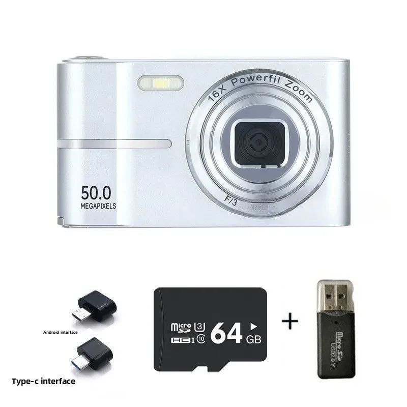 Digital Cameras1080P Camera 44MP Camera Portable Compact Camera with 2.4 Inch LCD Screen16x Digital Zoom, 32G Micro Memory Card