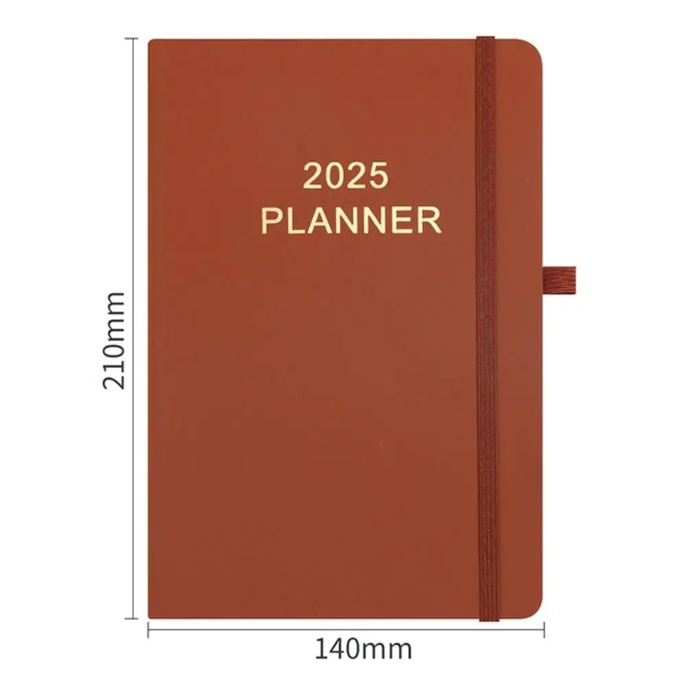 Schedule Journal 2025 Planner Notebook Efficiency Daily Planner Reminder Calendar Notebook PU with Straps Diary Book Student