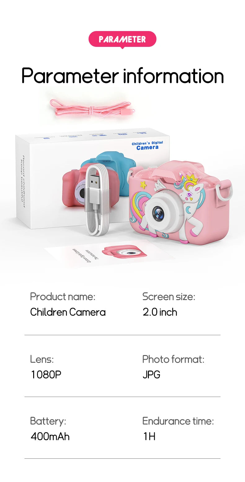 Digital Kids Cameras Toys Mini Children Camera 1080P HD 8x Zoom Dual Camera Boys Girls Birthday Gifts Outdoor Photography Toy