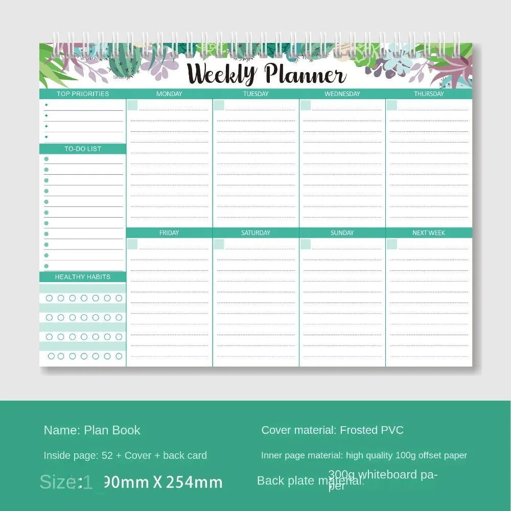 Wide To Do Planner Weekly Planning Notepad Schedules Stationery Weekly Meal Planner Pad Undated A5 Notebook Planner