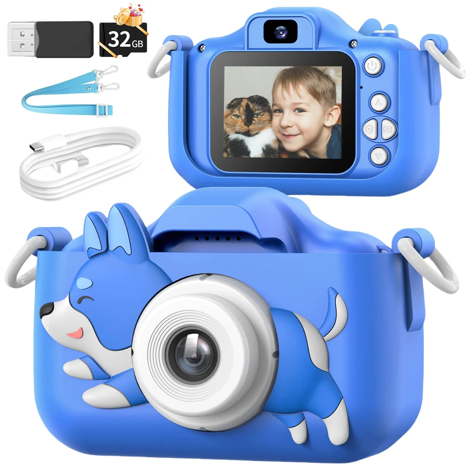 Kids Camera Digital Dual Camera HD 1080P Video Camera Toys Mini Cam Color Display Children Toy For Birthday/Christmas Gift