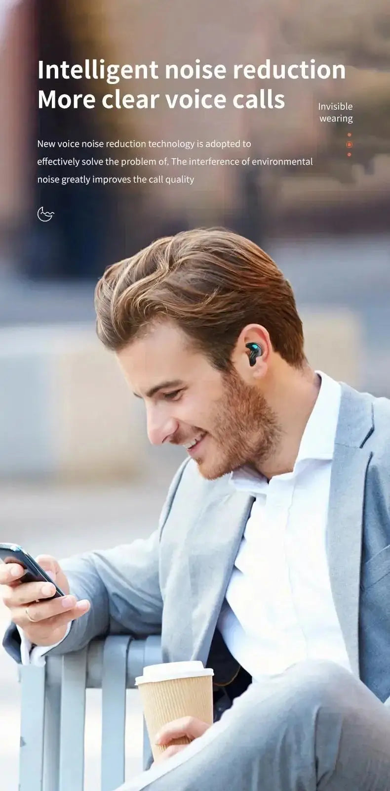 X55 Bluetooth Wireless Headphones Earbuds Ear Hooks Bluetooth Earphones Bass Noise Reduction Earbuds HiFi Stereo Headsets