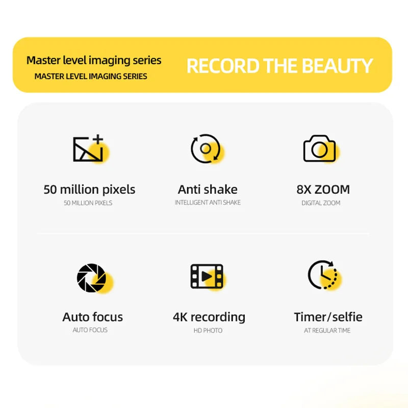 4K Digital Camera 5000W Pixel Retro CCD Portable Card Camera Entry-level Camera Dual Camera Flash 50 Million Pixels Auto Focus