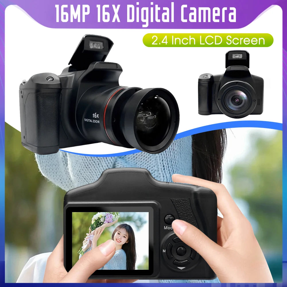 16MP Digital Camera 16X Digital Zoom Video Camera with 2.4 Inch TFT LCD Screen Vlogging Camera Recorder for Photography