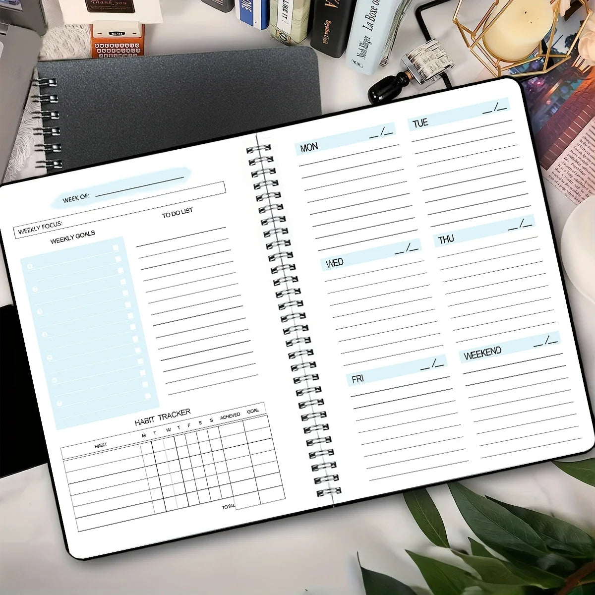 52 Weeks Weekly Planner Notebook A5 Undated Spiral Agenda Daily Student Schedules Journal Stationery Office School Supplies