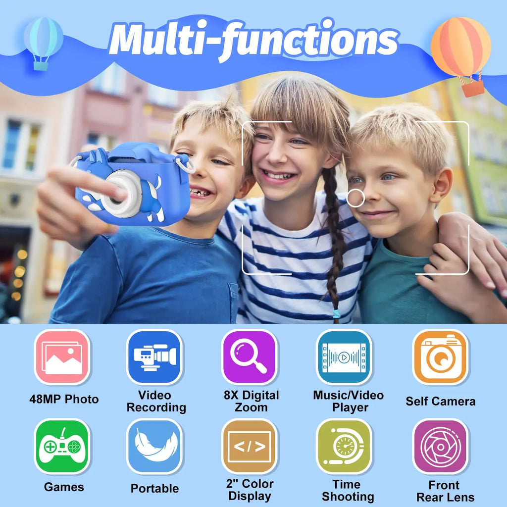 Kids Camera Digital Dual Camera HD 1080P Video Camera Toys Mini Cam Color Display Children Toy For Birthday/Christmas Gift