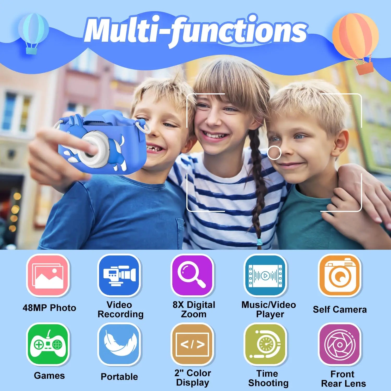 Kids Camera Digital Dual Camera HD 1080P Video Camera Toys Mini Cam Color Display Children Toy For Birthday/Christmas Gift