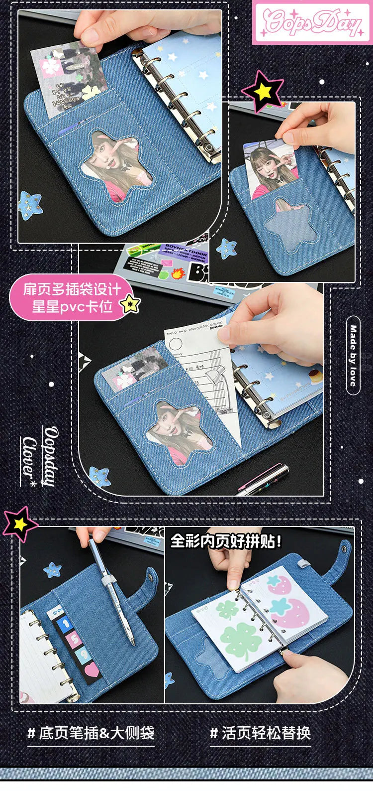 MINKYS Portable Cute M5 Notebook Planner Yearly Daily Weekly Agenda Book Journal Book School Stationery