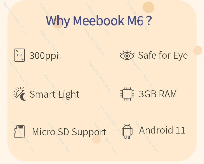 Original Meebook M6 Ereader 6" Ebook reader Ereader with Dual color frontlight 3G/32GB 8-core android 11 reader book 300 PPI