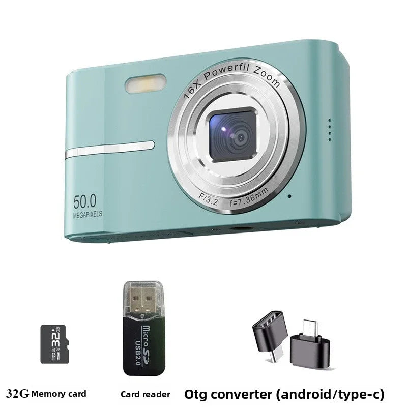 Digital Cameras1080P Camera 44MP Camera Portable Compact Camera with 2.4 Inch LCD Screen16x Digital Zoom, 32G Micro Memory Card