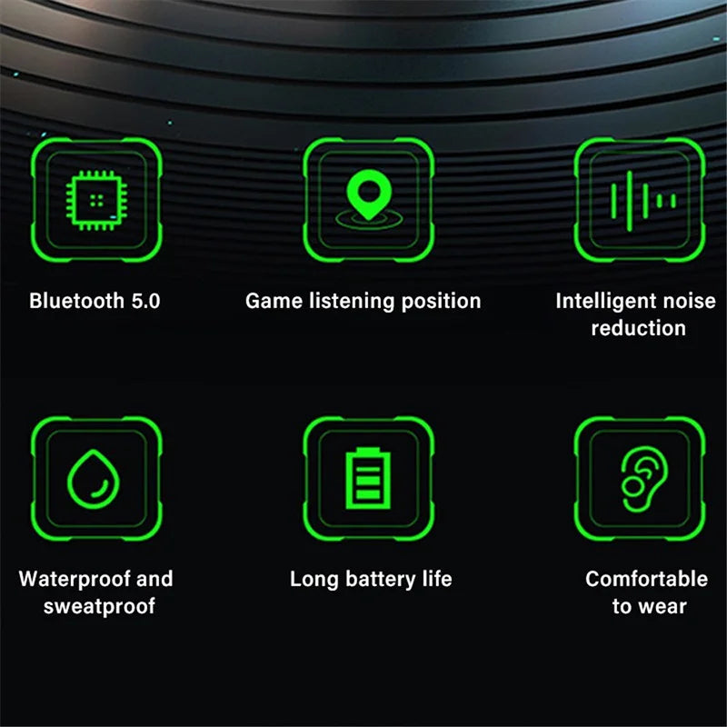 Wireless Bluetooth Earphones Gaming Noise-Cancelling Airbuds Extra-Long Battery Life In-Ear Headphones iOS and Android Universal