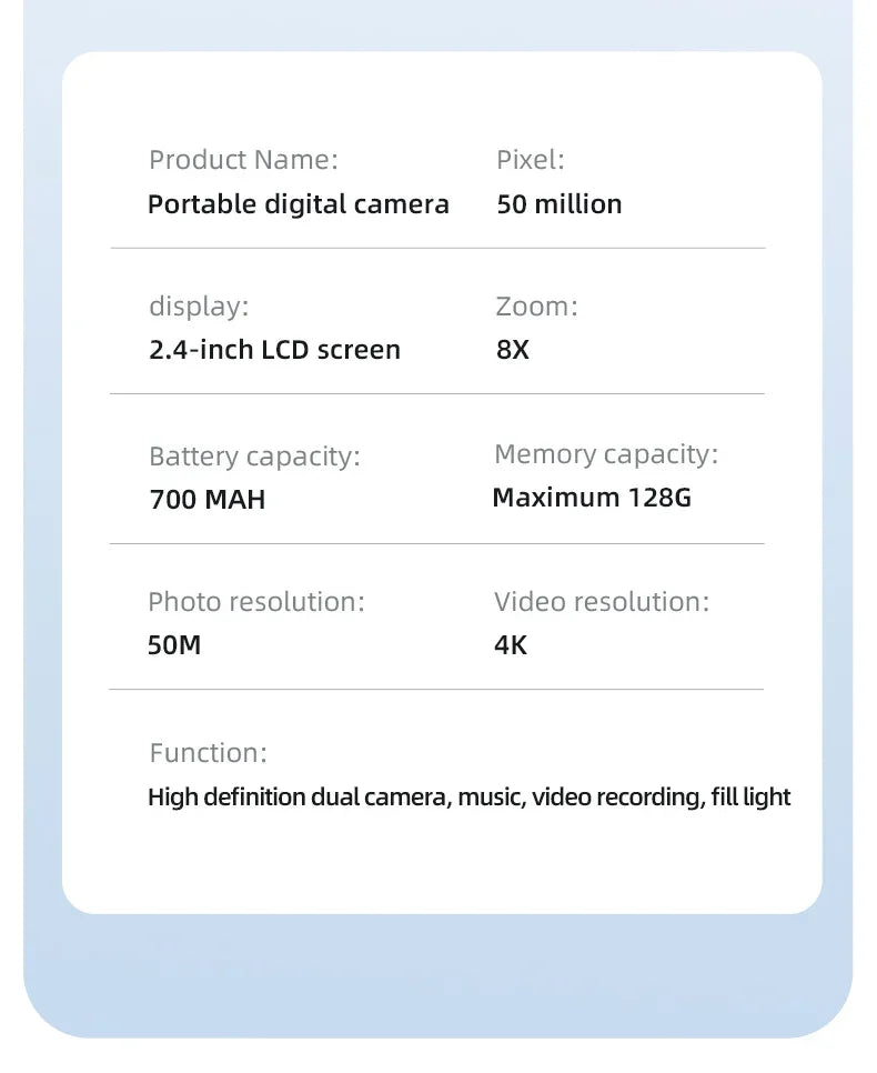 Xiaomi Digital Camera 4K High-definition Camera Autofocus Portable Retro Camera 50 Million Pixels CCD Travel Student Camera