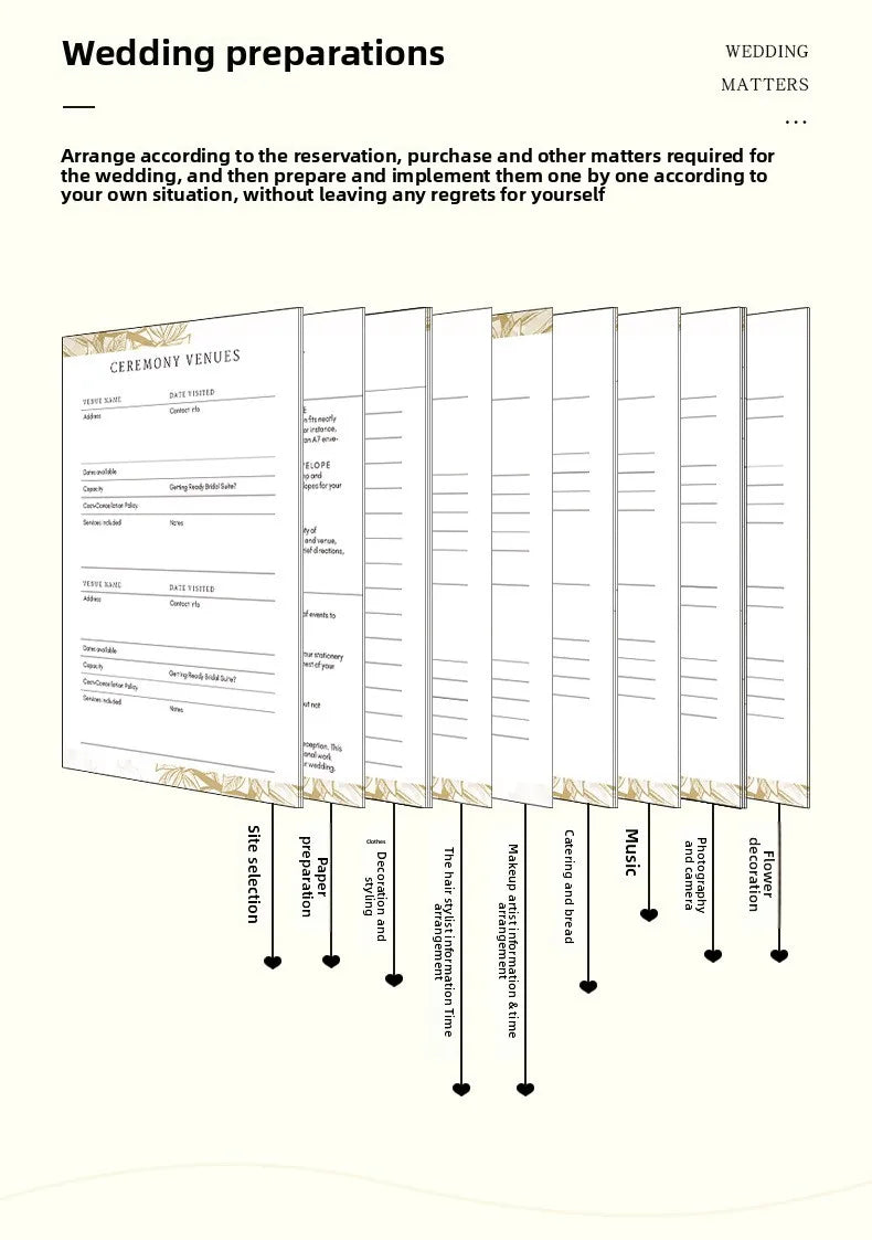 Hardcover Wedding Planner - 164-Page 100GSM Organizer for Brides, School & Holidays, Portable Checklist Journal