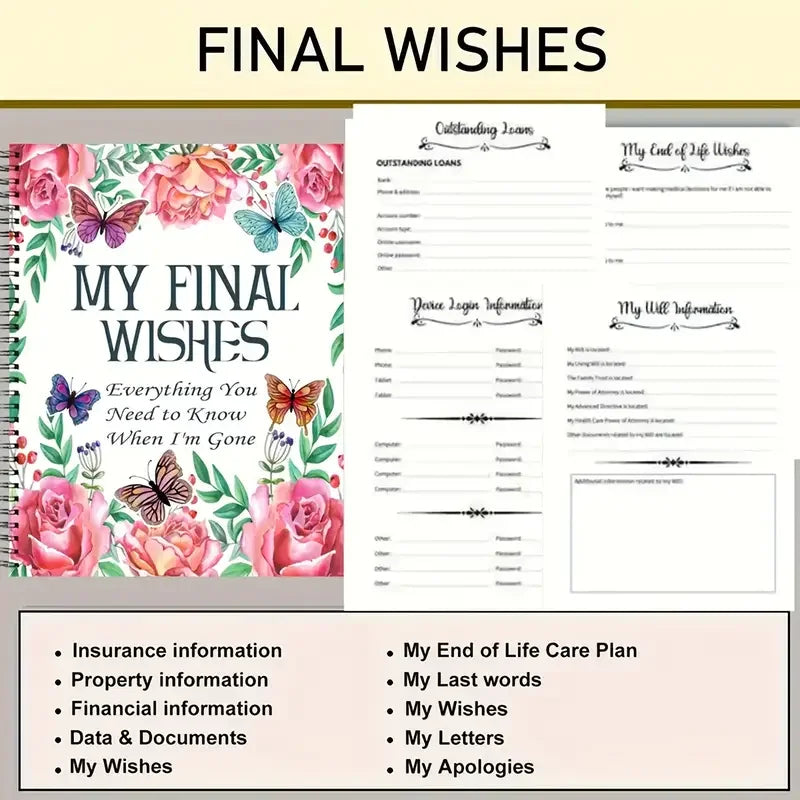 Daily Planner Notepad My Final Wishes End of Life Planner Journal Notebook Everything You Need to Know When I'm Gone Last Wishes
