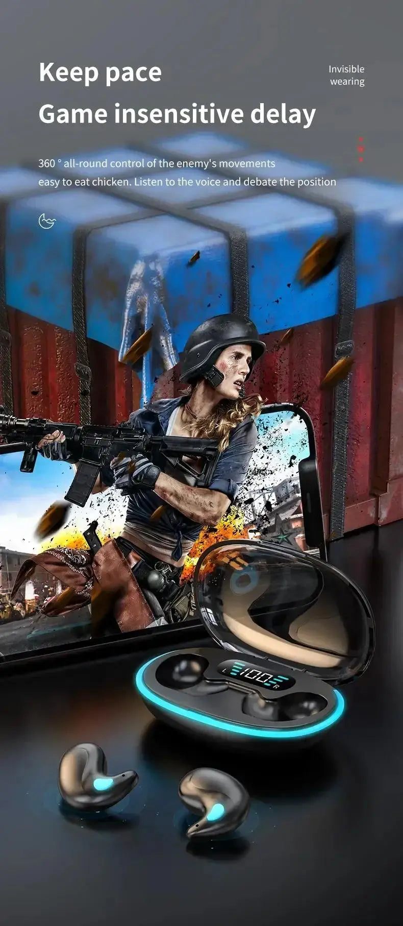 X55 Bluetooth Wireless Headphones Earbuds Ear Hooks Bluetooth Earphones Bass Noise Reduction Earbuds HiFi Stereo Headsets