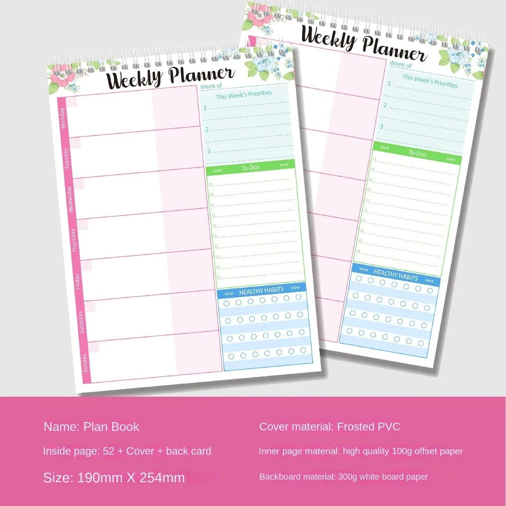 Wide To Do Planner Weekly Planning Notepad Schedules Stationery Weekly Meal Planner Pad Undated A5 Notebook Planner