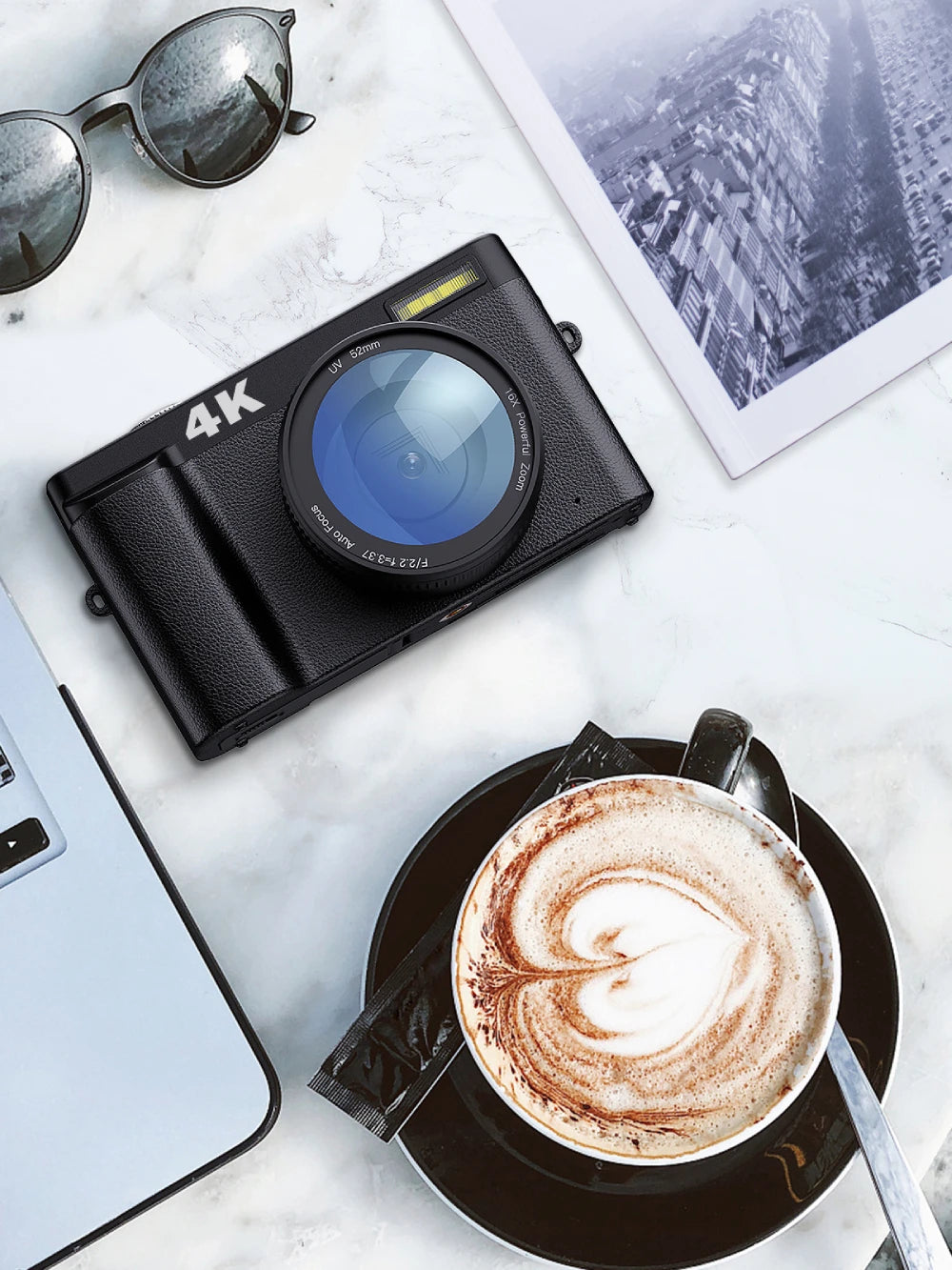 4K Digital Camera for Photography and Video Autofocus Anti-Shake, 48MP Vlogging Camera with SD Card, 3'' 180° Flip Screen